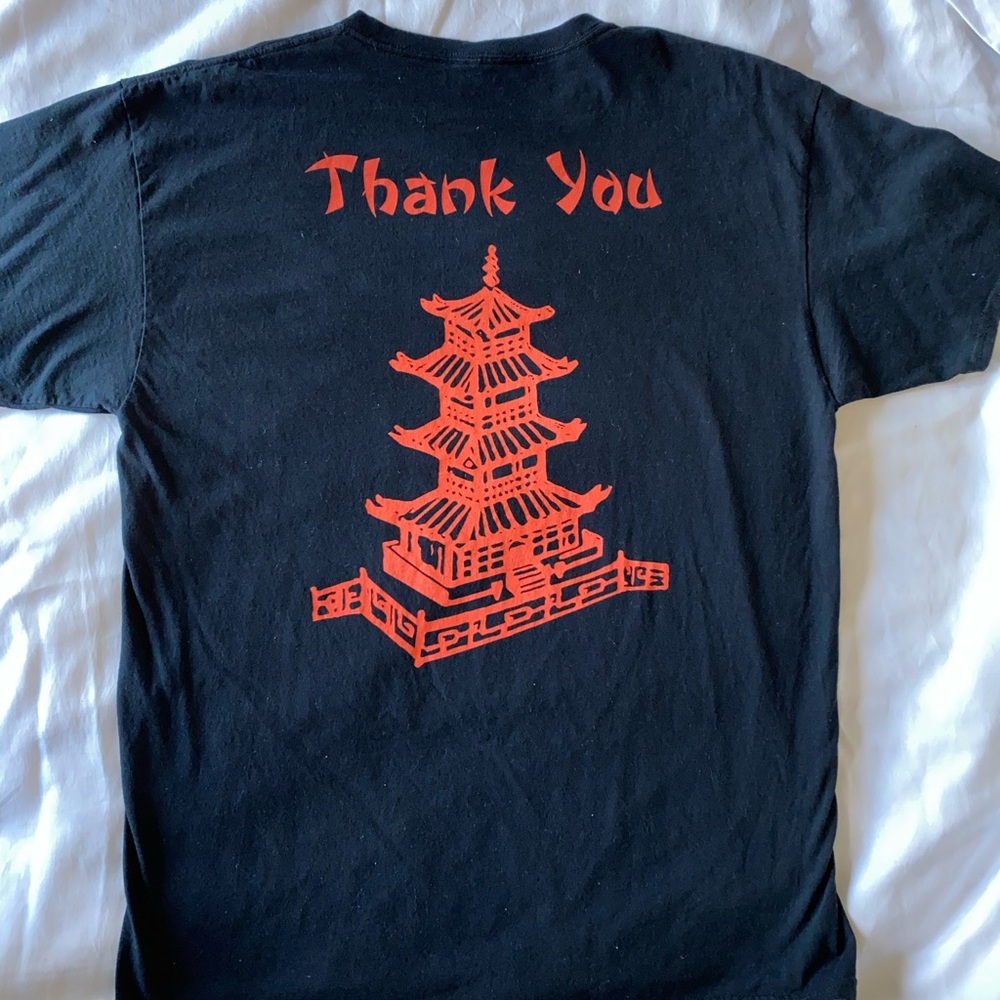 Men’s black “thank you” takeout tee L